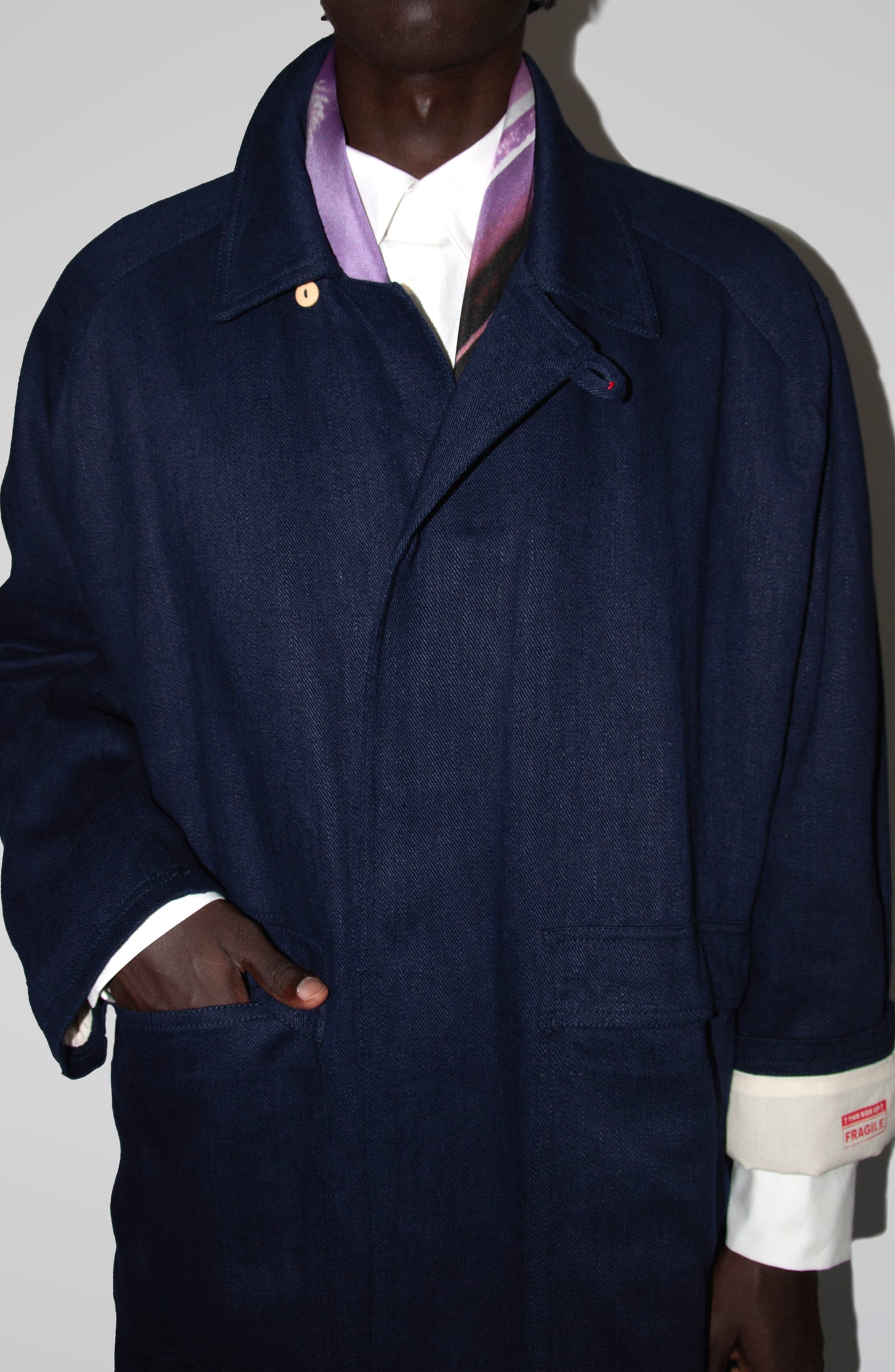 THE 'SIDE UP' COAT IN DEEP BLUE
