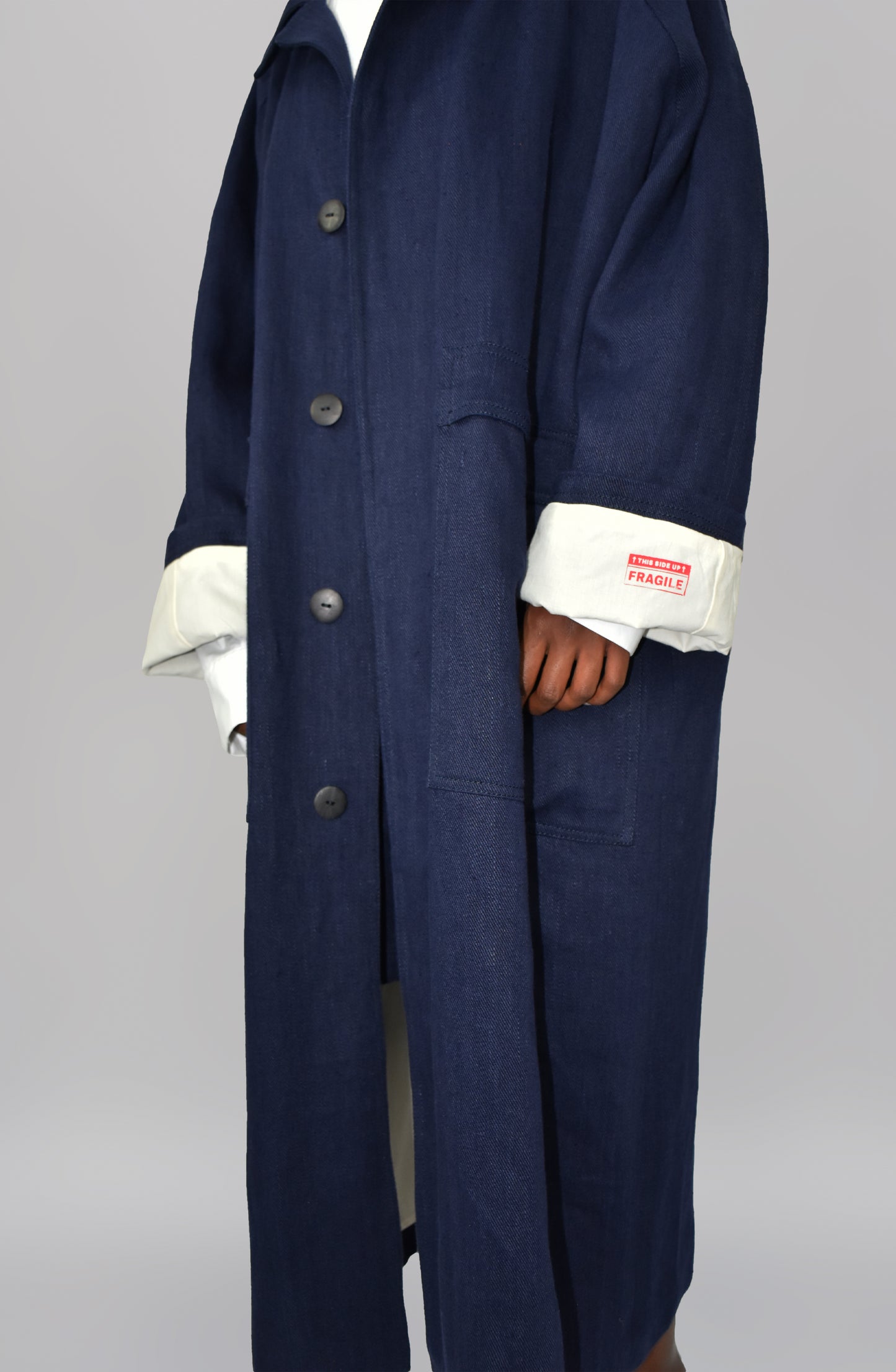 THE 'SIDE UP' COAT IN DEEP BLUE